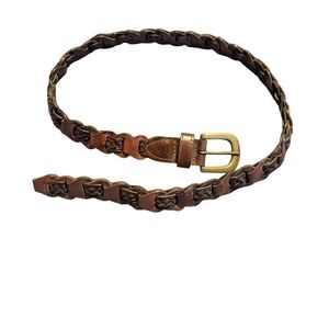 Brown Leather Braided Belt, 33inch